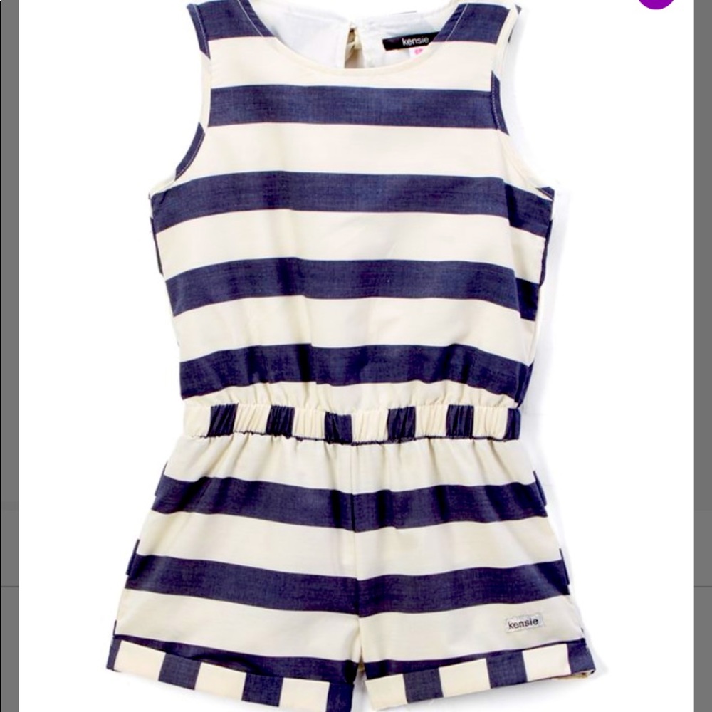 Vanilla Stripe Chambray Romper Size 8